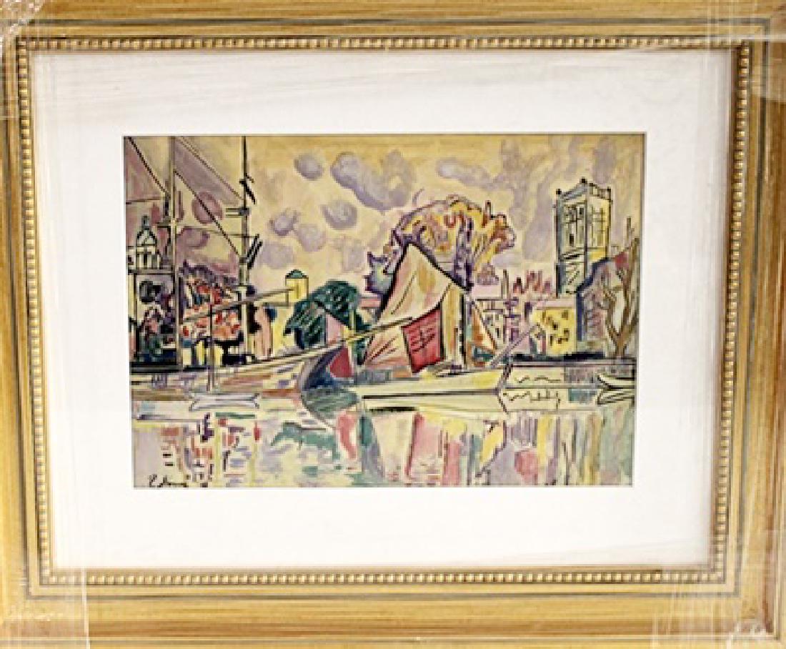 Paul Signac - La Rochelle - Watercolor on paper: Watercolor on paper, Paul Signac "La Rochelle" approx. 11x8 in. Paul Victor Jules Signac was a French Neo-Impressionist painter who, working with Georges Seurat, helped develop the Pointillist style.