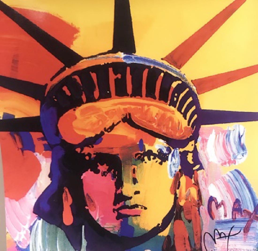 Peter Max Signed Lithograph - Liberty Head: Peter Max Signed Lithograph "Liberty Head". Peter Max is an American artist known for using bright colors in his work.