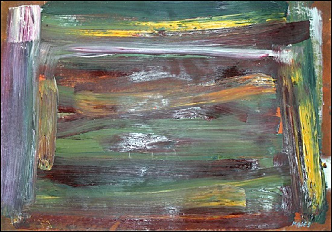 Ed Moses - Oil On Paper: Oil on paper by Ed Moses, approx. 19x14 in. Ed Moses was an American artist based in Los Angeles and an innovative and central figure of postwar West Coast art. Moses exhibited at the Ferus Gallery in