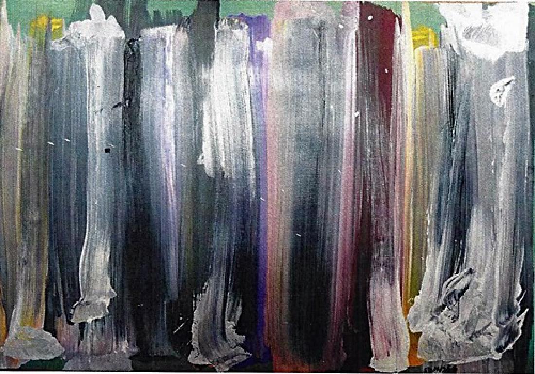 Ed Moses - Oil On Paper: Oil on paper by Ed Moses, approx. 19x14 in. Ed Moses was an American artist based in Los Angeles and an innovative and central figure of postwar West Coast art. Moses exhibited at the Ferus Gallery in