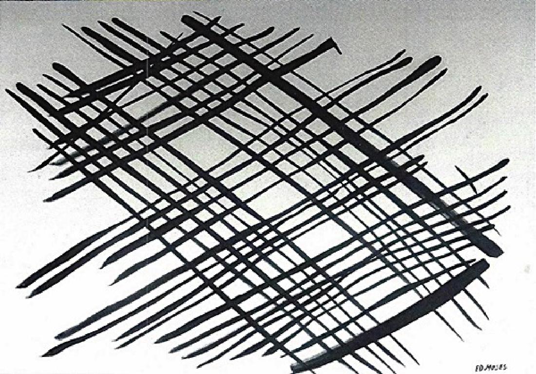 Ed Moses - Oil On Paper: Oil on paper by Ed Moses, approx. 19x14 in. Ed Moses was an American artist based in Los Angeles and an innovative and central figure of postwar West Coast art. Moses exhibited at the Ferus Gallery in