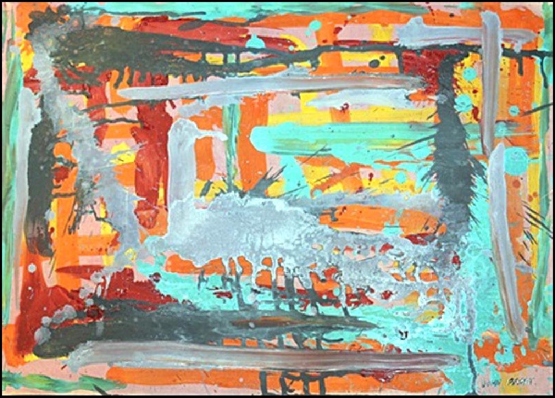 Composition - John Peart - Oil On Canvas: Oil on paper by John Peart, approx. 19x14 in. John Peart was an Australian contemporary artist. Peart won the Wynne Prize in 1997, the Sulman Prize in 2000, and was a finalist for the Archibald Portra