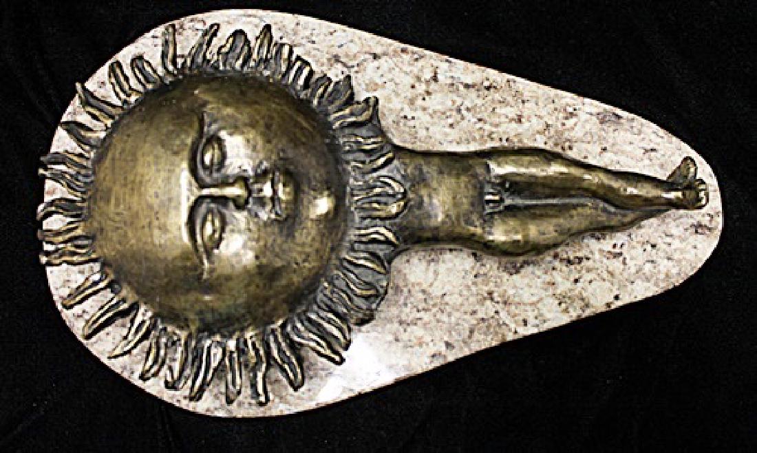 Signed Limited Edition Bronze Bustamante: Old recast patina bronze sculpture Sergio Bustamante, bearing a signature in a limited edition. Dimensions approx 24w x 4 x 5.