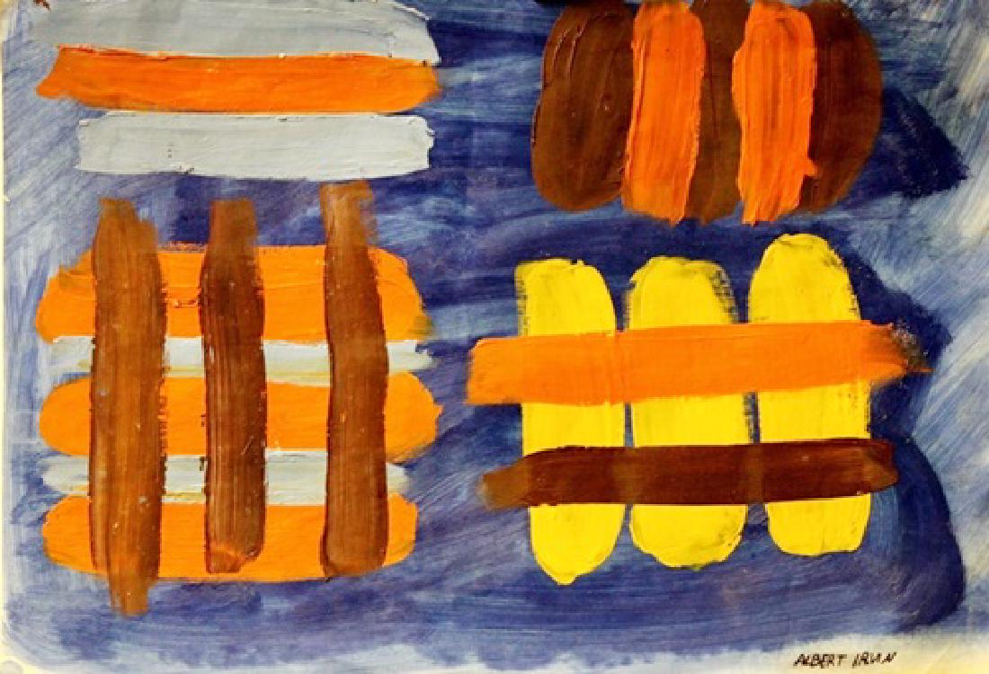 Alba - Albert Irvin - Oil On Paper: Oil on paper by Albert Irvin, approx. 19x14 in. Albert Henry Thomas Irvin OBE, RA, was an English abstract expressionist painter. Born in London he was evacuated from there during World War II, and up
