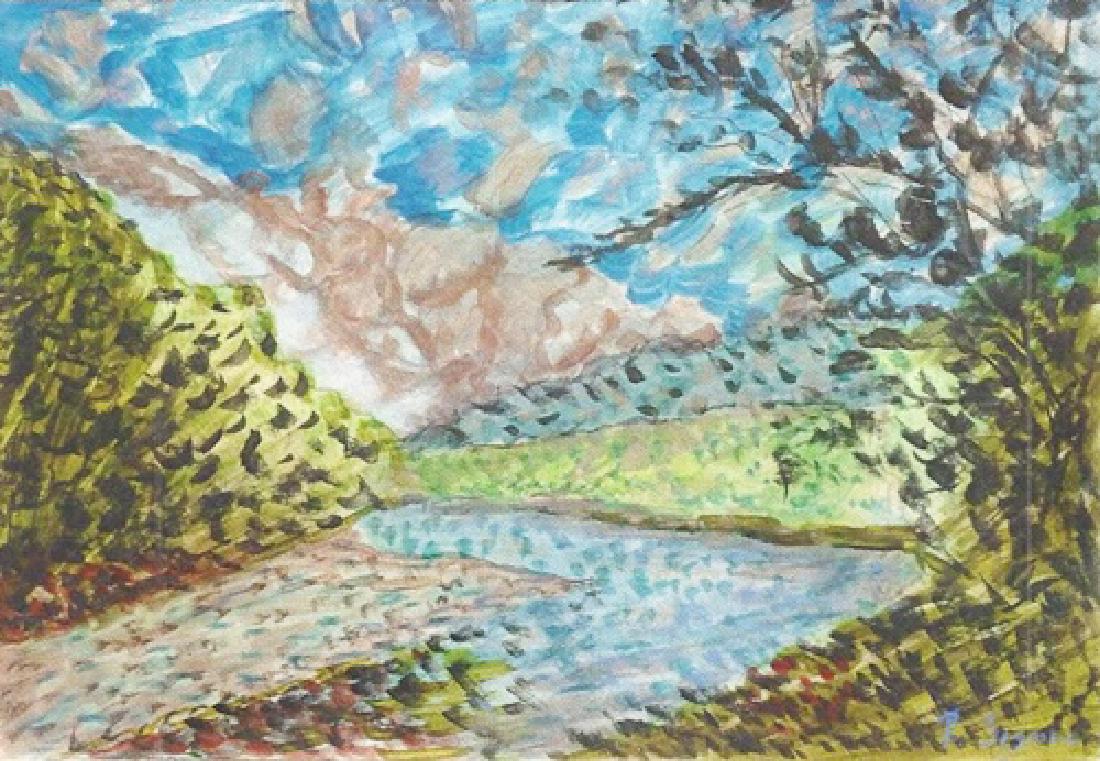 Paul Signac - Pastel On Paper: Pastel on paper by Paul Signac, approx. 20x14 in. Paul Victor Jules Signac was a French Neo-Impressionist painter who, working with Georges Seurat, helped develop the Pointillist style.