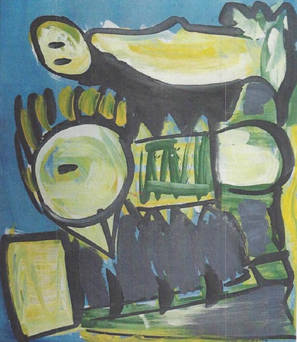 Carl Henning Pedersen - Oil On Paper: Oil on paper by Carl Henning Pedersen, approx. 19x14 in. Carl-Henning Pedersen was a Danish painter and a key member of the COBRA movement. He was known as the "Scandinavian Chagall", and was one of t