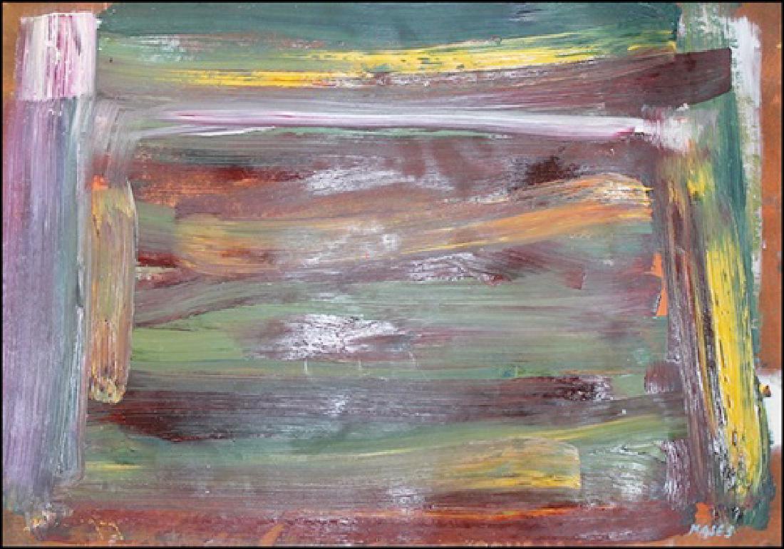 Ed Moses In the style of Oil On Paper: Oil on paper in the style of Ed Moses, approx. 19x14 in. Ed Moses was an American artist based in Los Angeles and an innovative and central figure of postwar West Coast art. Moses exhibited at the Fer