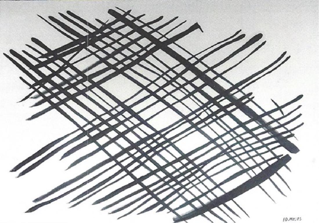 Ed Moses In the style of Oil On Paper: Oil on paper in the style of Ed Moses, approx. 19x14 in. Ed Moses was an American artist based in Los Angeles and an innovative and central figure of postwar West Coast art. Moses exhibited at the Fer