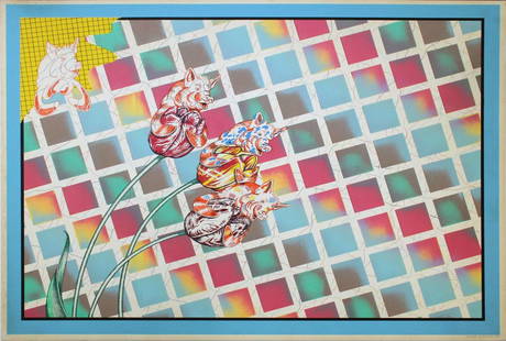 Christian Ludwig Attersee - no title: Christian Ludwig Attersee 1970 serigraphy on cardboard handsigned and numbered 21/100 96x70 cm