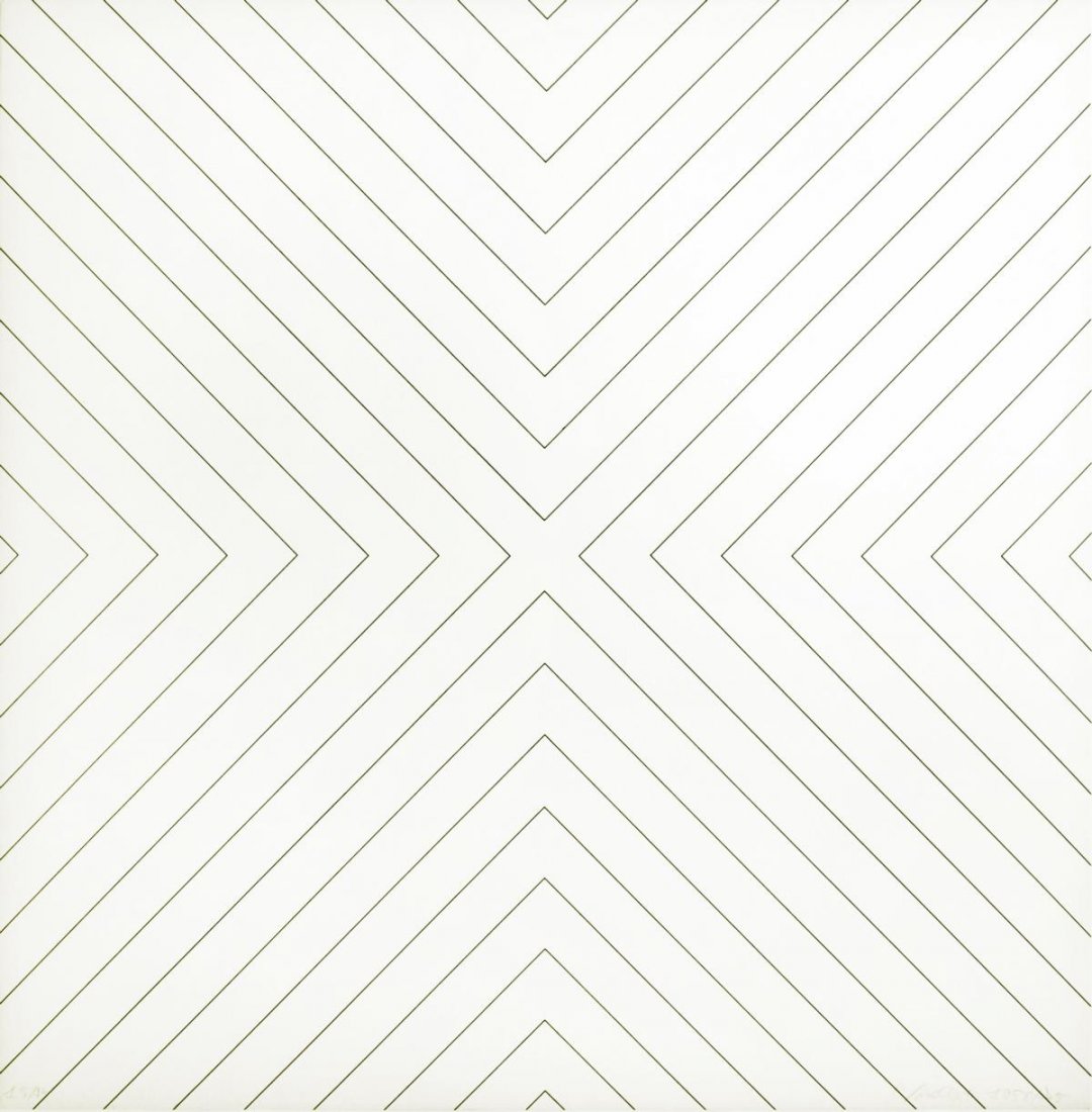 Francois Morellet - no title: Francois Morellet 1956/75 serigraph handsigned and numbered 15/90 69 x 69 cm