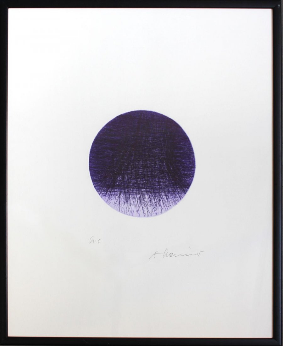 Arnulf Rainer - "Blauer Mond": Arnulf Rainer - "Blauer Mond" 2003 dry-point etching handsigned and numbered H.C., Edition 40 50 x 40 cm with frame 54,8 x 44,5 cm