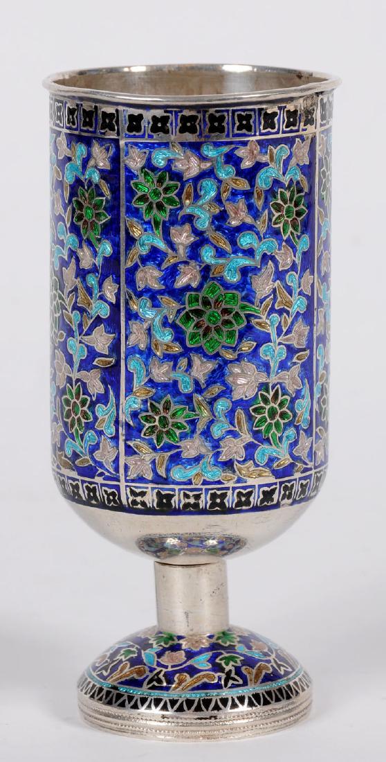 Silver Russian goblet that features a special enamel (1 of 2)
