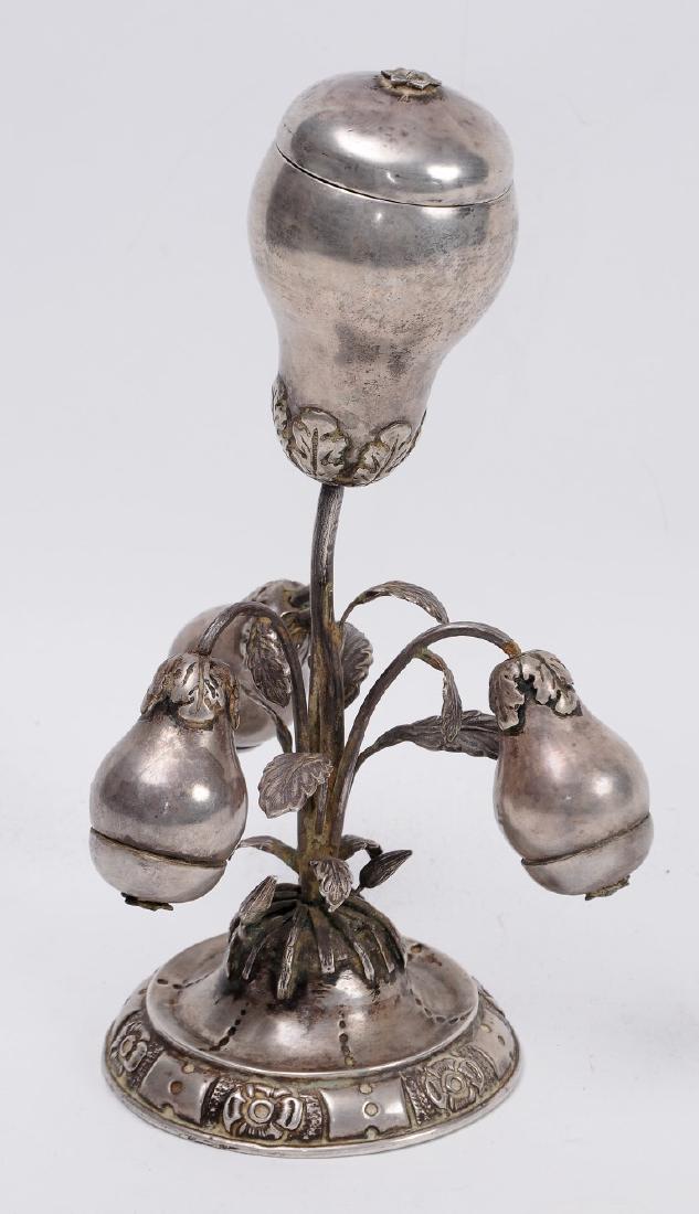 Etched Silver Spice Tower Pear Shape 18th Century (1 of 4)