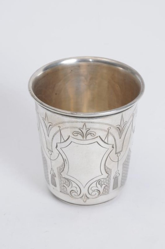 Etched Silver Kiddush Cup 19th Century Stamped "12" (1 of 4)