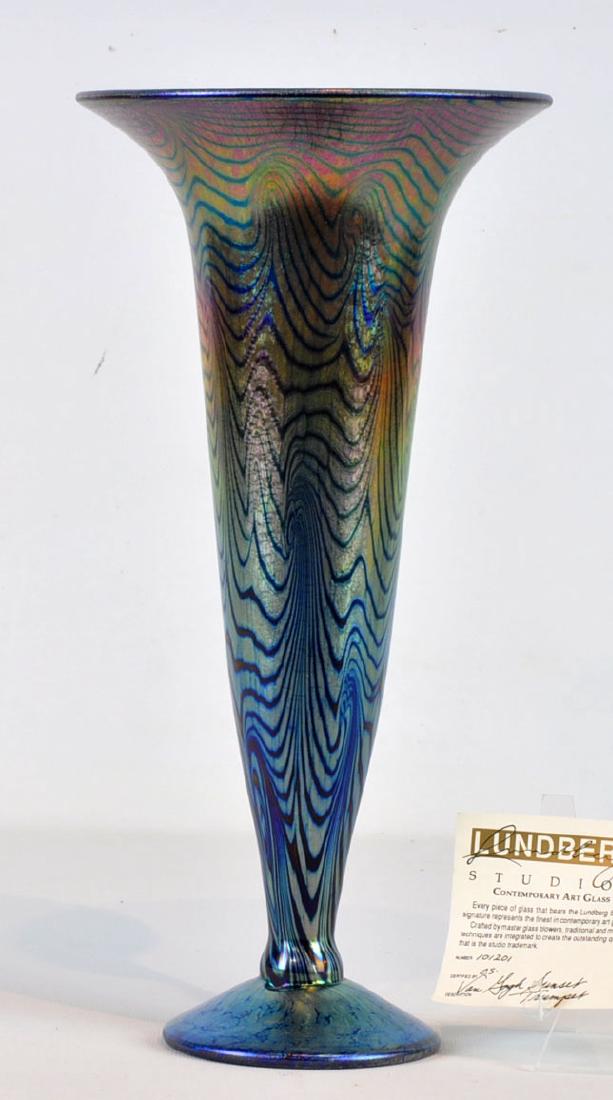 Lundberg Studios Art Glass Trumpet Vase (1 of 10)