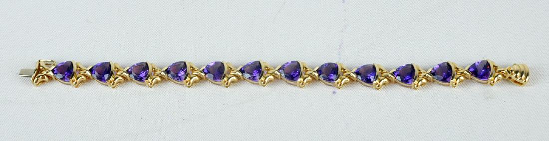 14kt Gold & Amethyst Link Bracelet (1 of 7)