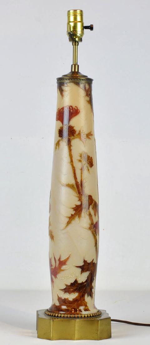 Signed Legras Cameo Glass Thistle Table Lamp (1 of 10)