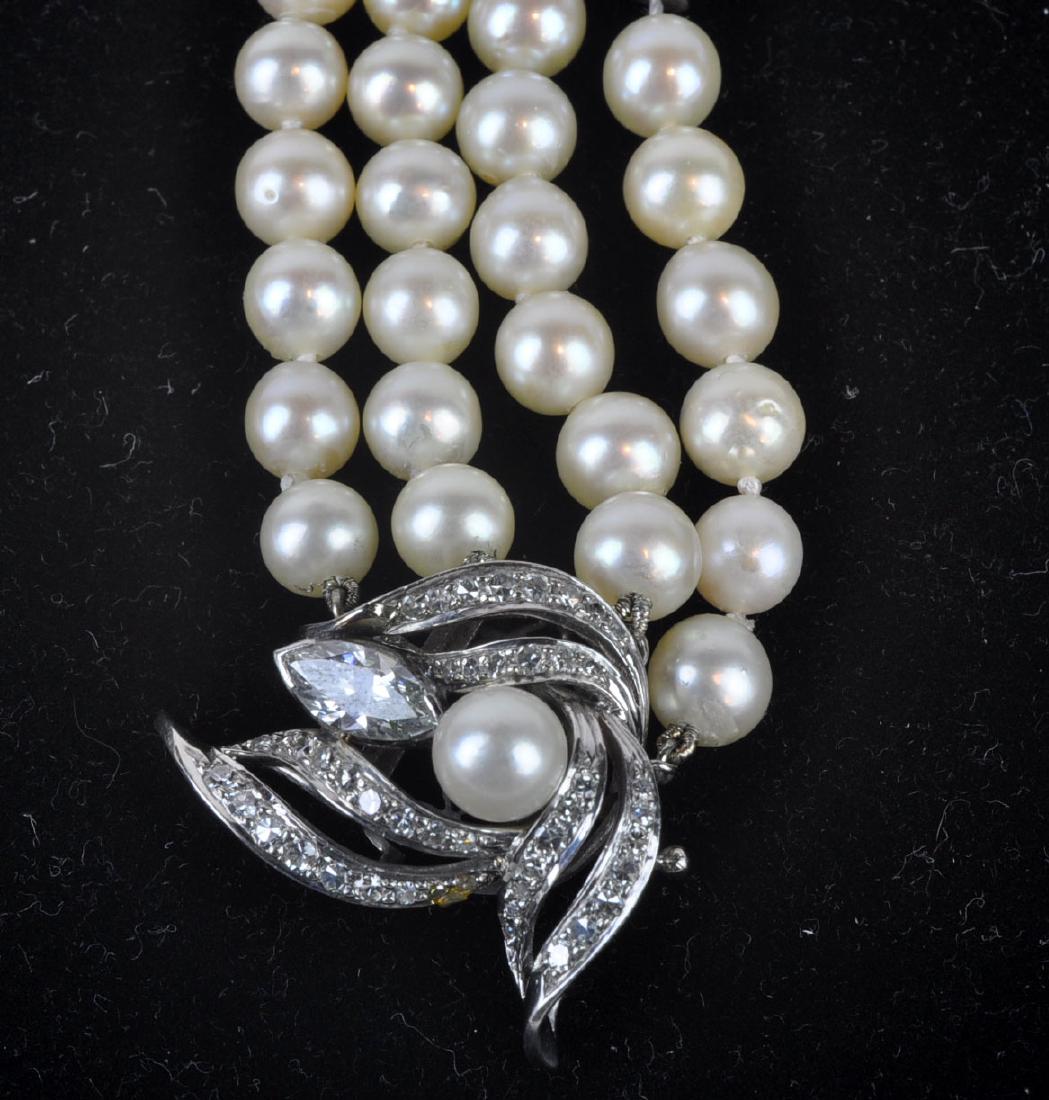 14kt Gold, 4 Strand Pearl Bracelet,  Diamond Clasp (1 of 8)