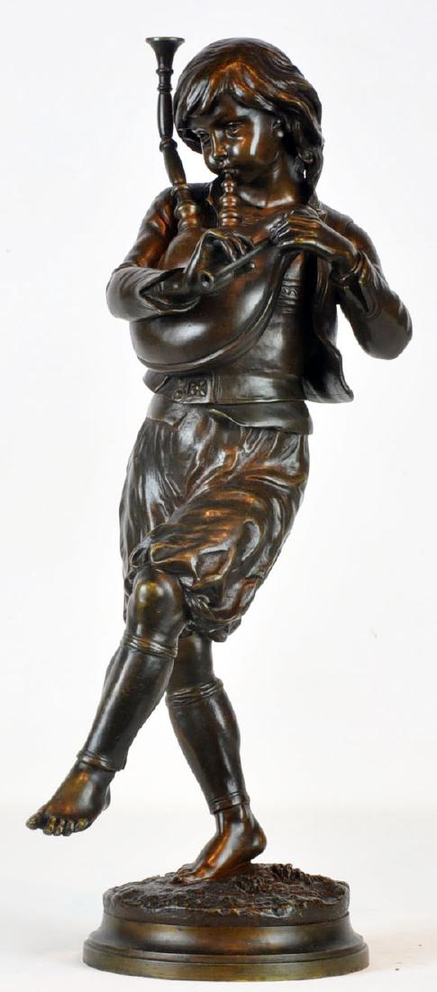 Signed Charles G. Ferville Bronze "Young Musician" (1 of 8)