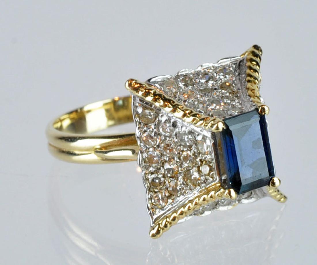Diamond & Blue-Green Sapphire  14kt Gold Ring (1 of 5)