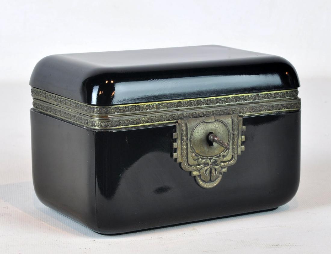Black Crystal Bronze Mounted Box, 20th C. (1 of 7)