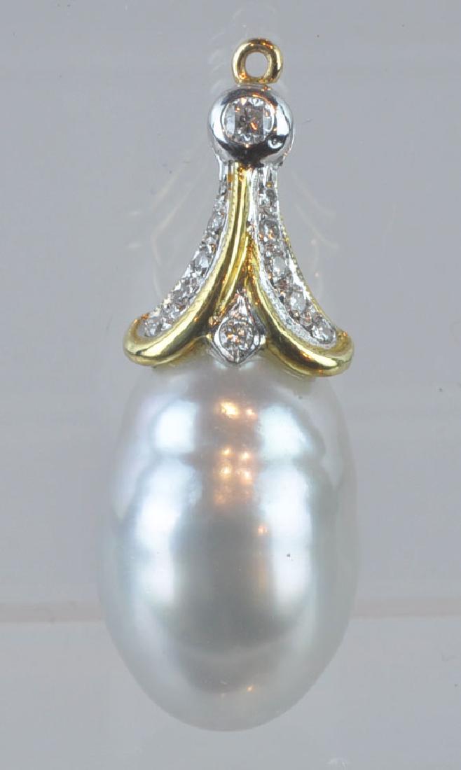 18kt Gold, Diamond & Baroque Pearl Pendant (1 of 6)
