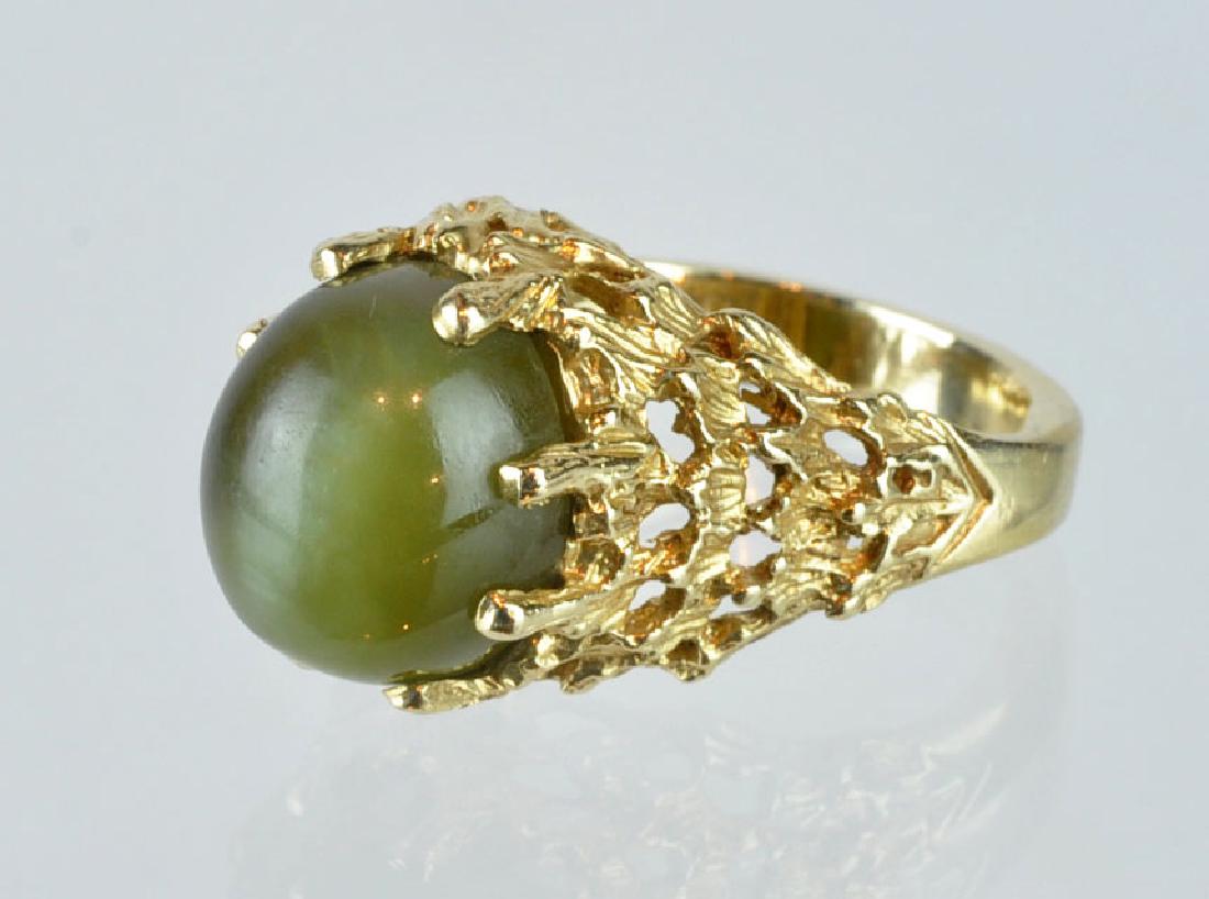 14kt Gold Ring with Green Cats Eye Stone (1 of 6)