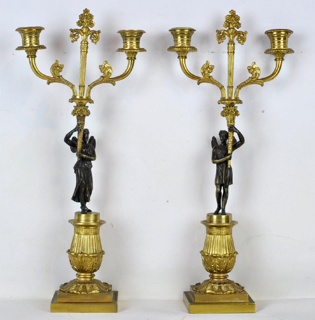 Pr. Empire Patinated Bronze Figural Candelabras (1 of 10)