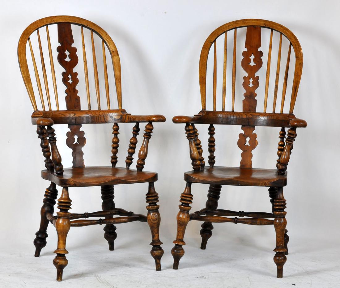 Pr. 19th C. English Windsor U-Back Arm Chairs (1 of 8)