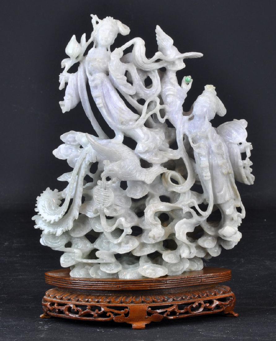 Chinese Carved & Reticulated Jade on Wood Base (1 of 9)