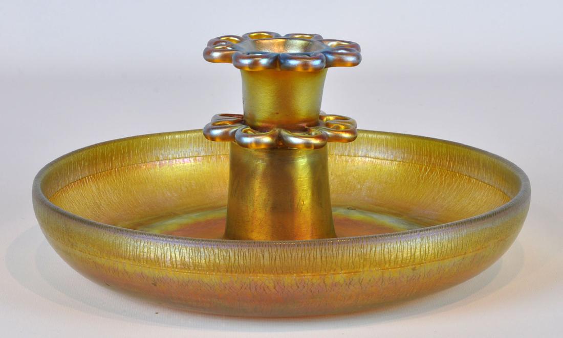 Tiffany Favrille Art Glass Bowl & Flower Frog (1 of 9)