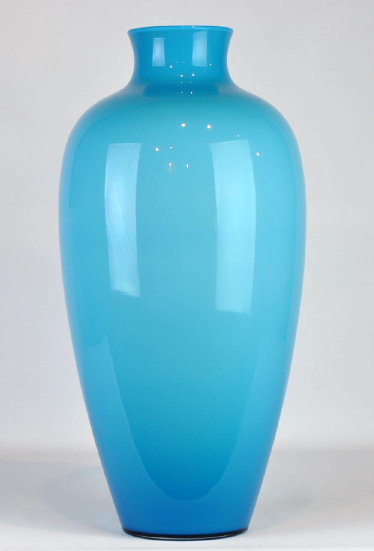 Venini Large Turquoise Glass Vase, Signed (1 of 7)