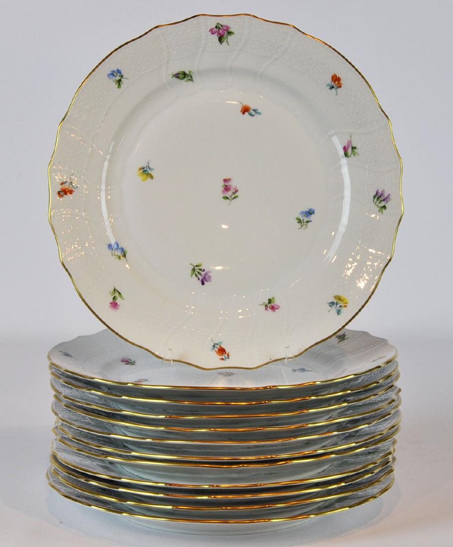 12 Herend China Kimberly Pattern Dinner Plates