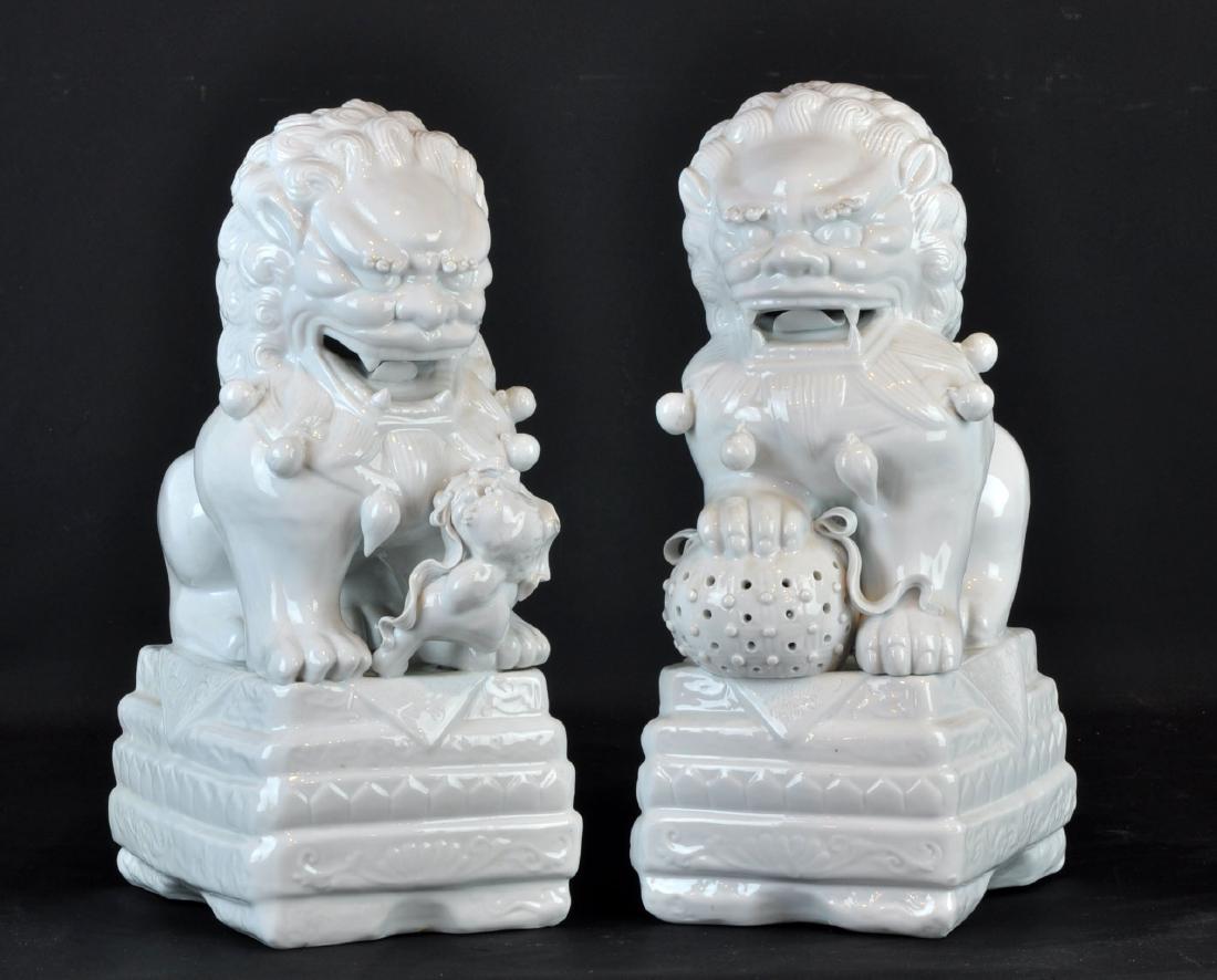 Pr. Chinese Blanc de Chine Porcelain Foo Dogs (1 of 9)