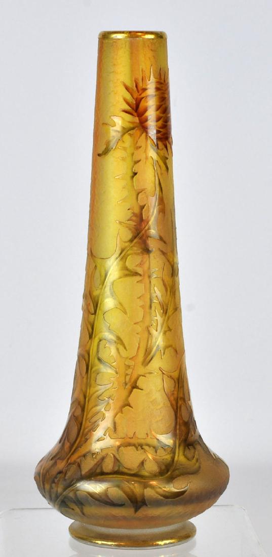 French Daum Enamel & Cameo Glass Thistle Vase (1 of 8)