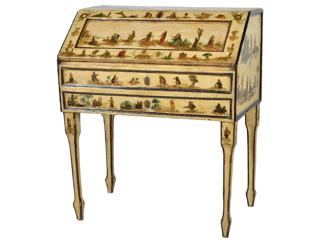 19th C. Italian Laquered Lacca Povera Desk (1 of 13)