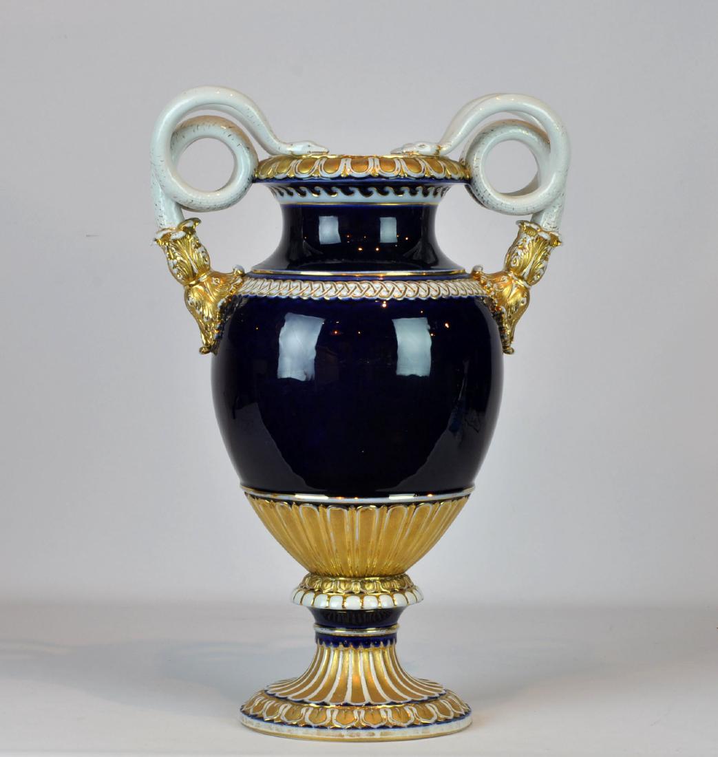 Meissen Large Cobalt Urn with Snake Handles (1 of 9)