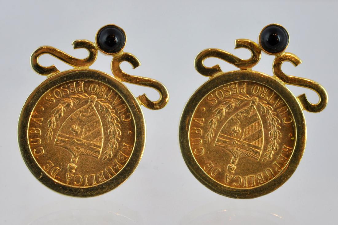 1916 Cuban Coin Earrings 4 Pesos in 14Kt YG (1 of 7)