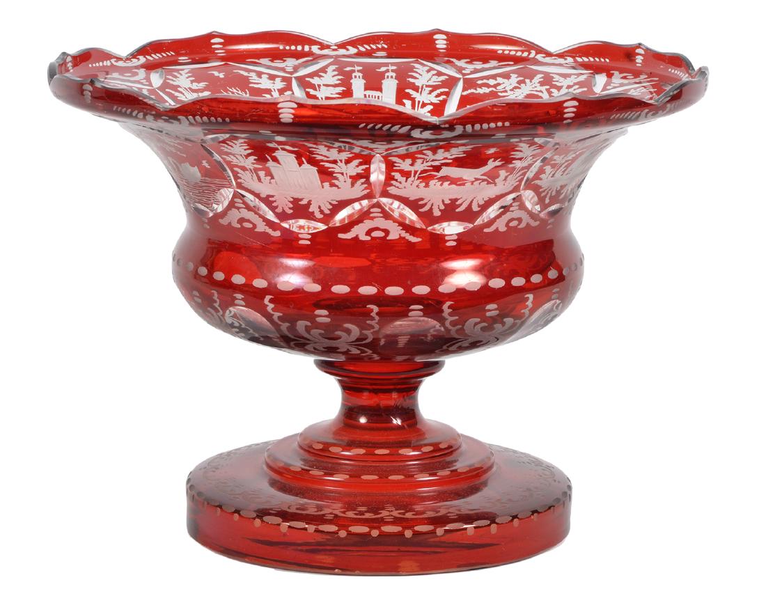Victorian Cranberry Cut to Clear Crystal Bowl (1 of 5)