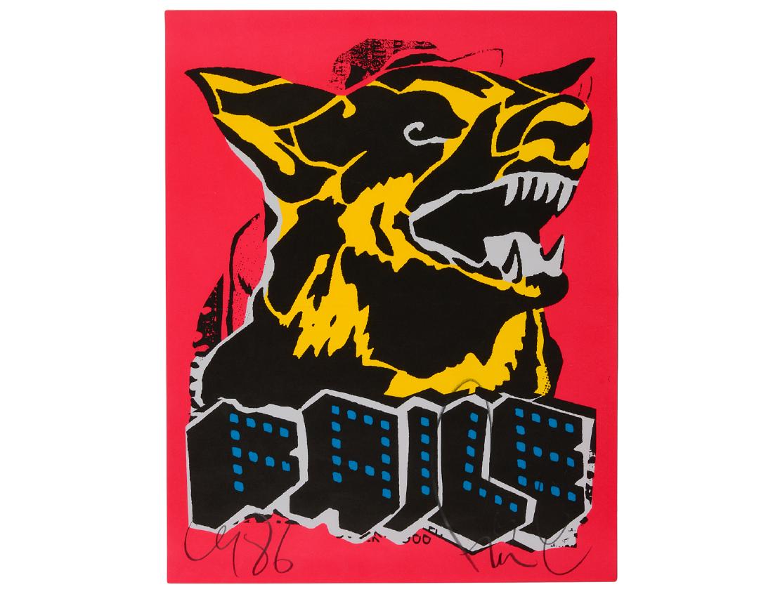 Faile "Dog (Blacklight)" Silkscreen: Faile. "Dog (Blacklight)" 2015. Silkscreen on Paper. Signed. 28" H X 22" W. In house shipping continental U.S. $35 plus insurance. Examine all photos closely. Contact AAG for more detailed information