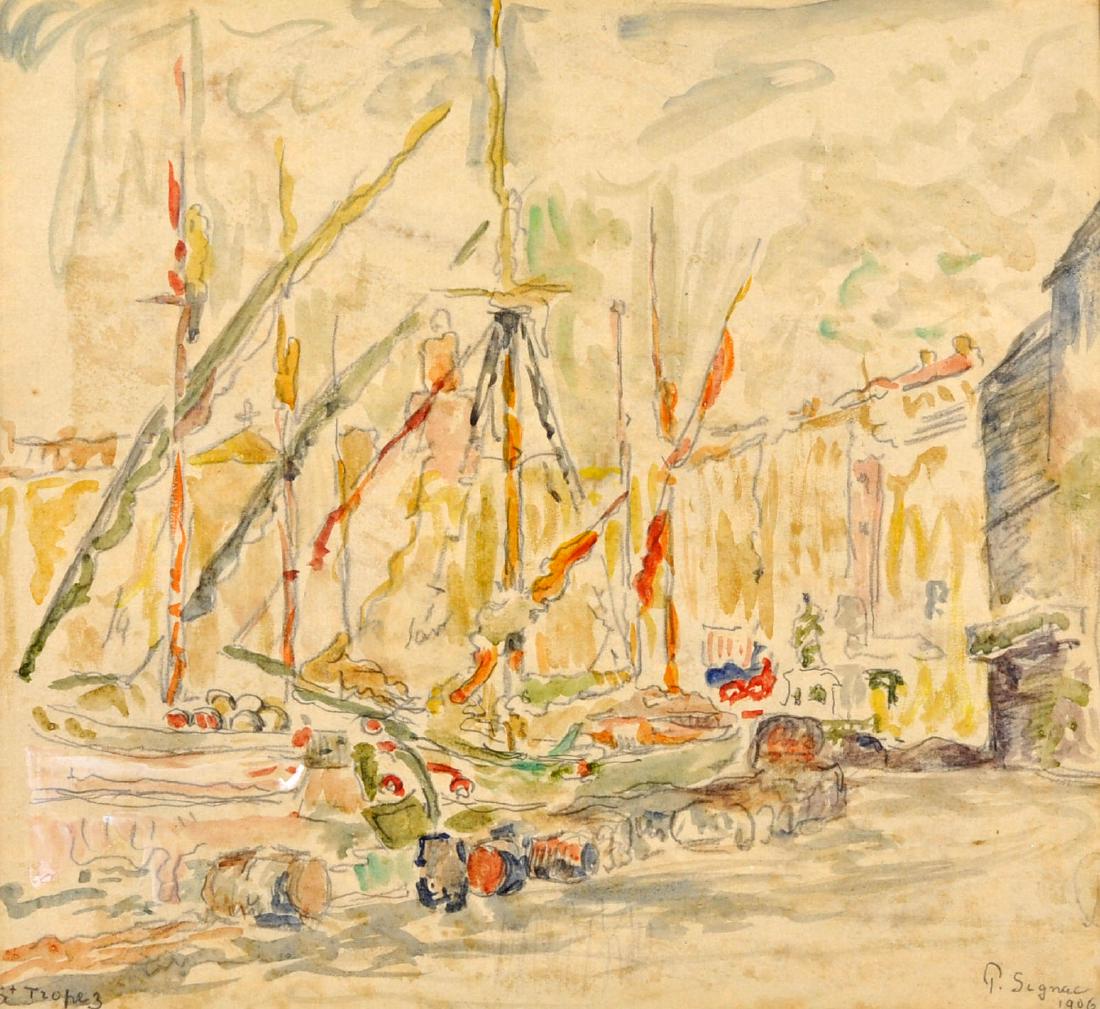 Paul Signac "St Tropez" Signed Watercolor (1 of 14)