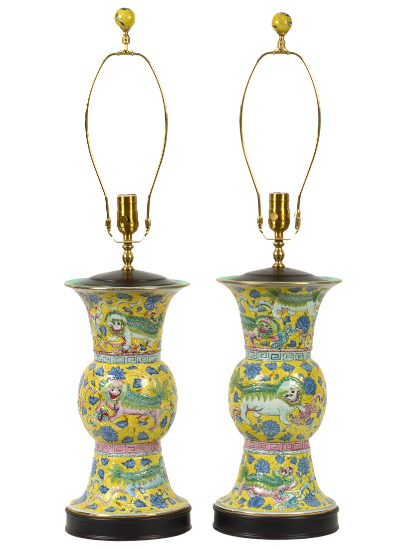 Pr. Chinese Porcelain Colorful Table Lamps (1 of 9)