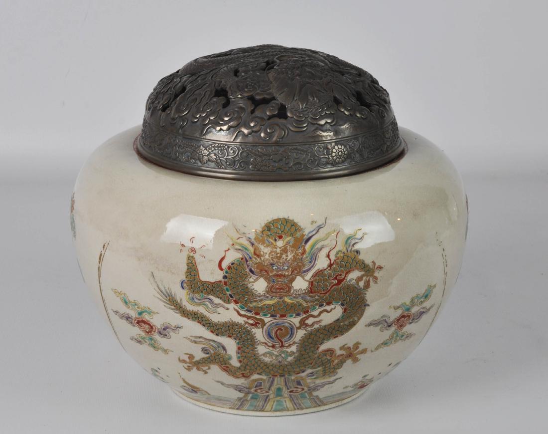 Japanese Antique Porcelain Censor with Silver Lid (1 of 13)