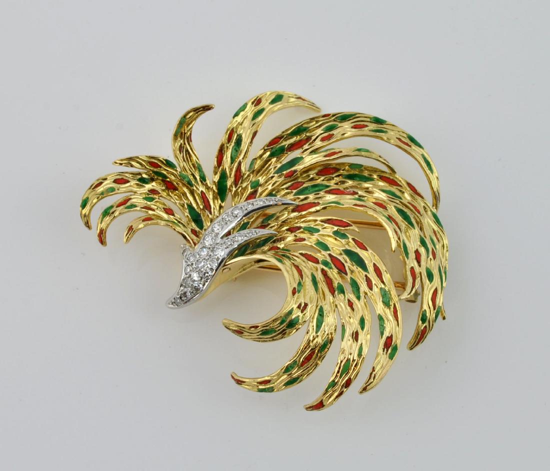 Boucheron Paris 18kt Diamond & Enamel Brooch (1 of 7)