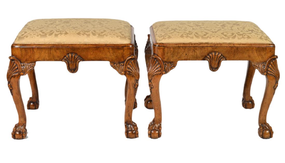 Pr. English Cabinet Made Chippendale Style Benches (1 of 8)