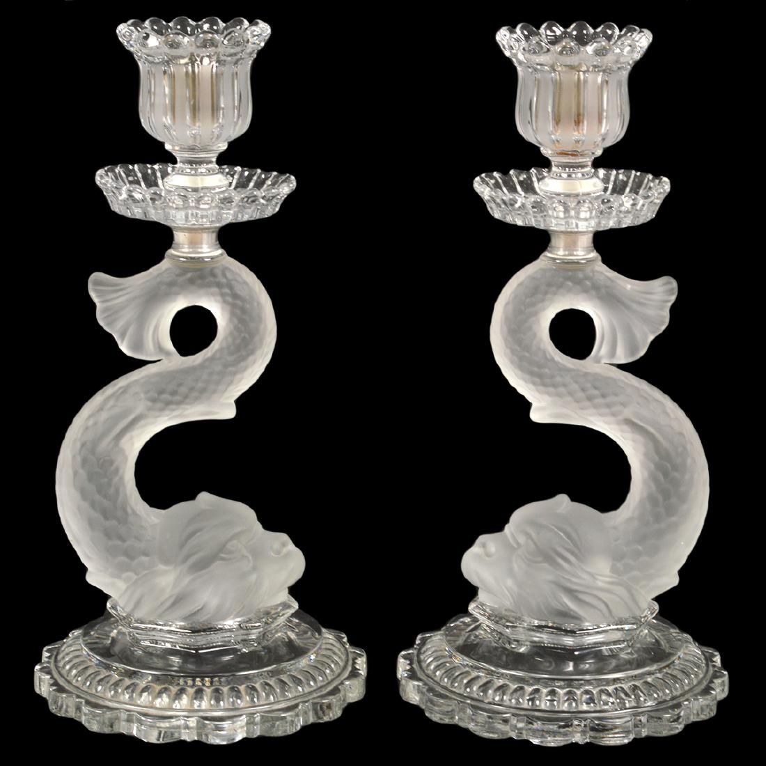 Pr. Baccarat Crystal Dolphin Candlesticks (1 of 6)