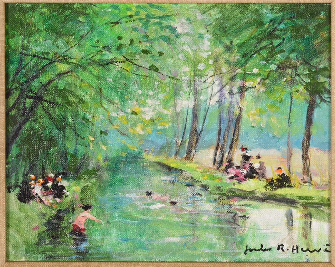 Jules Rene Herve "Swimming in the Stream" O/C (1 of 7)