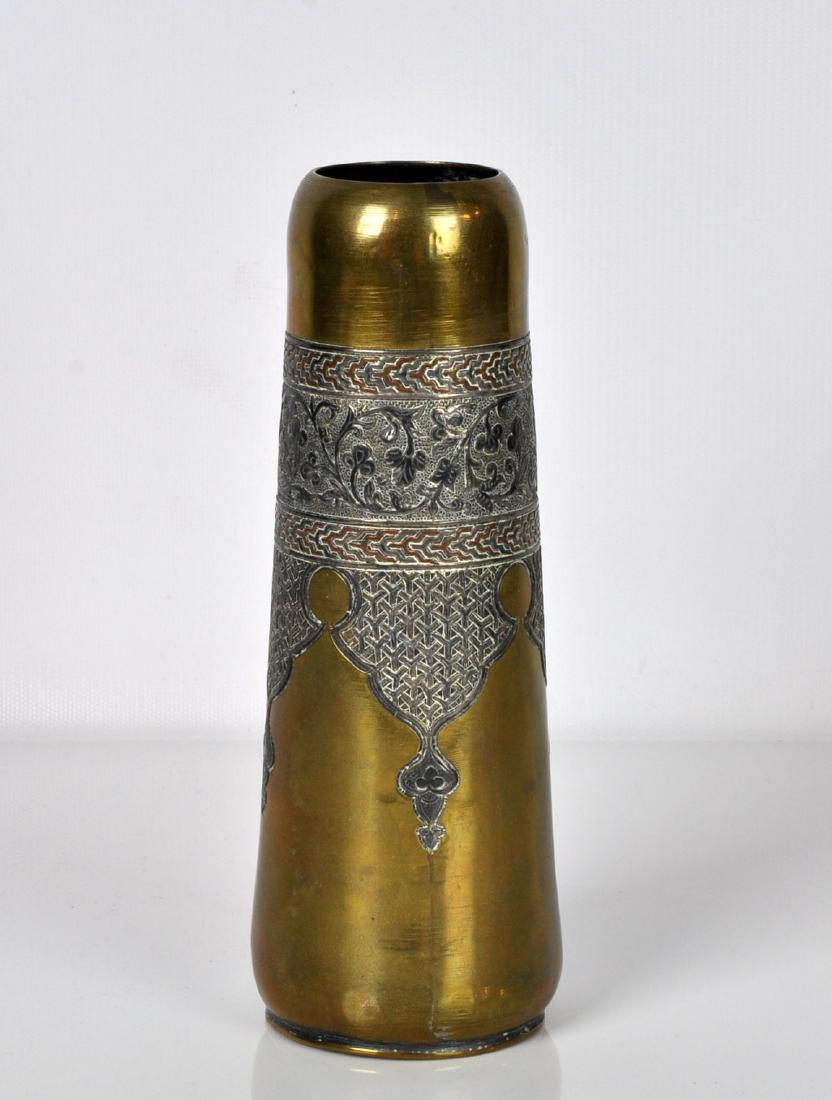 Middle Eastern Bronze & Silver Trench Art Vase (1 of 7)