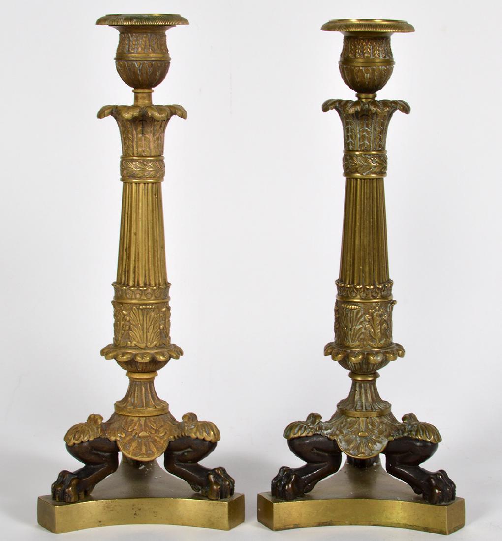 Pr. 19th C. Empire Bronze Candlesticks (1 of 7)