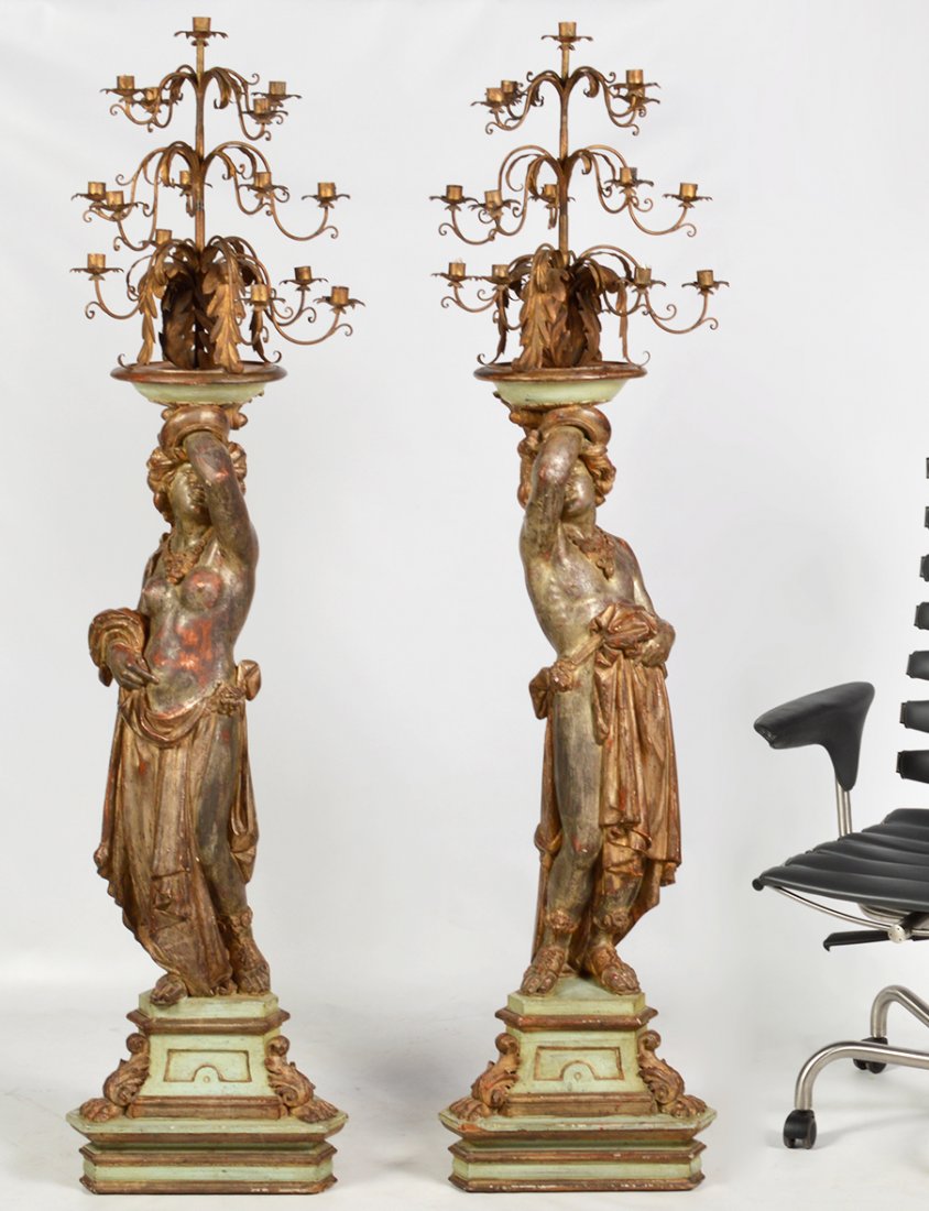 Pr. Large 19/20th Italian Figural Candelabras (1 of 16)